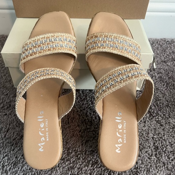 NIB Mariella Wedge Wedge Sandal 9.5 Beige - Picture 10 of 13